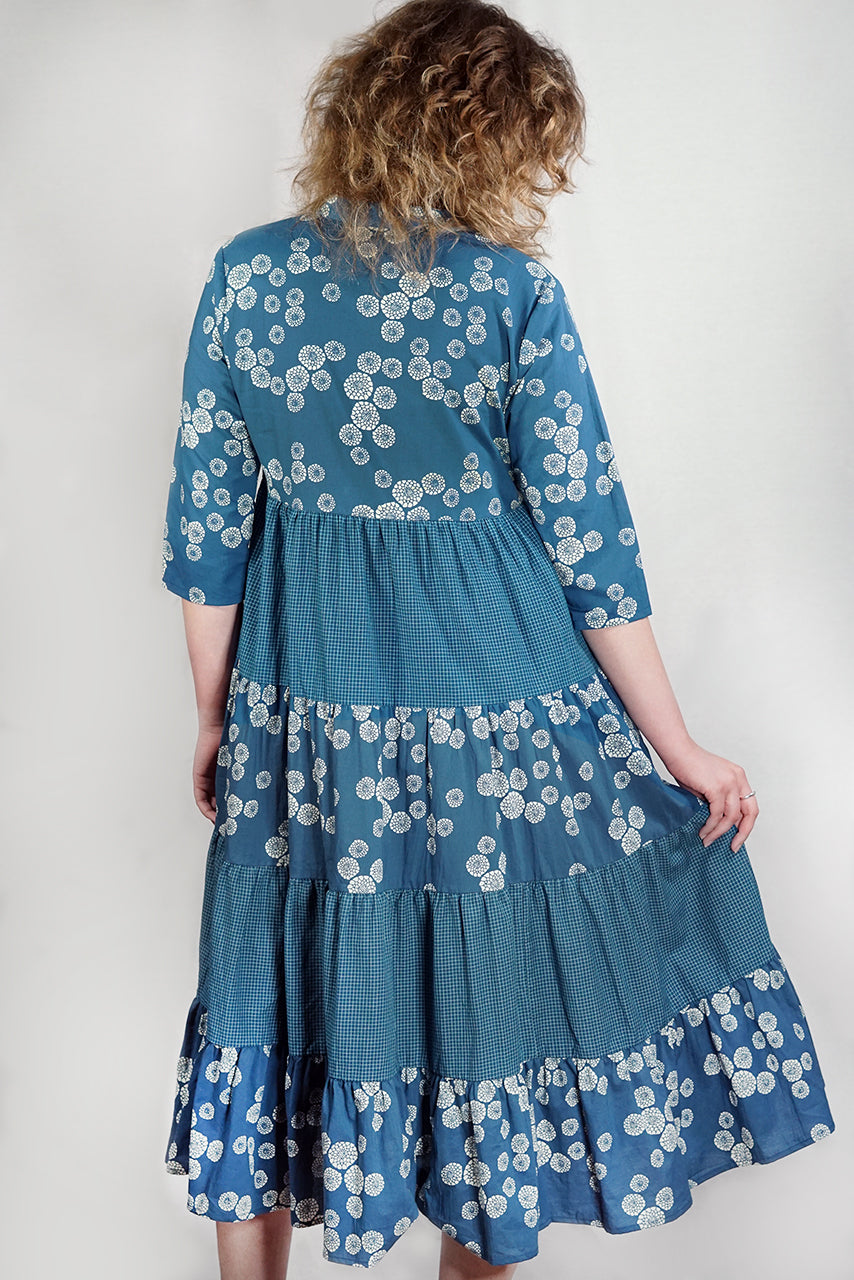 Cotton Balcony Bloom Check Dress -BBCD