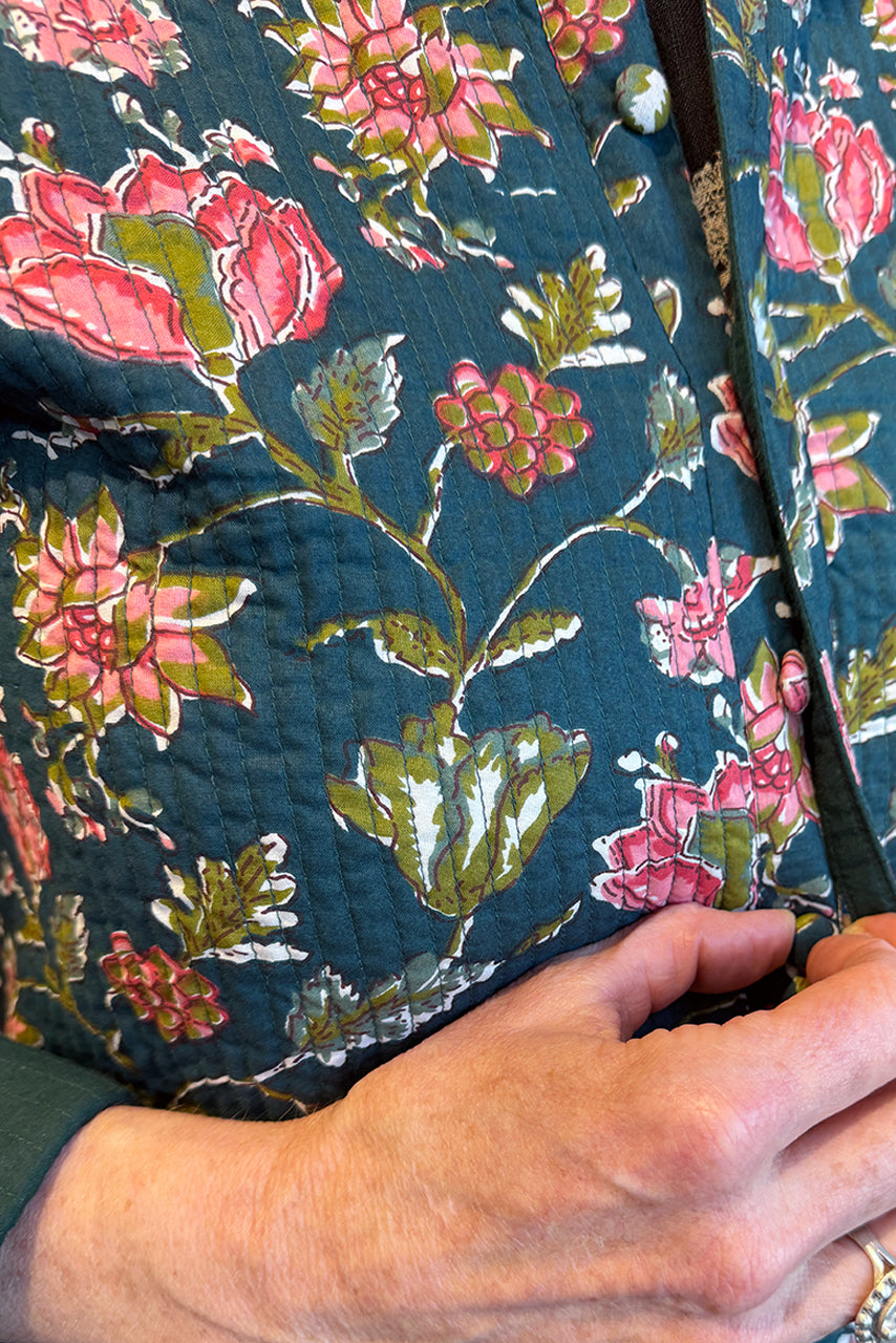 Cotton Quilted Reversible Jacket - forest green CQRJ-G