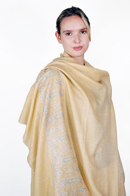 Pashmina Embroidered Shawl - lemon