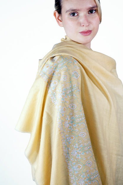 Pashmina Embroidered Shawl - lemon