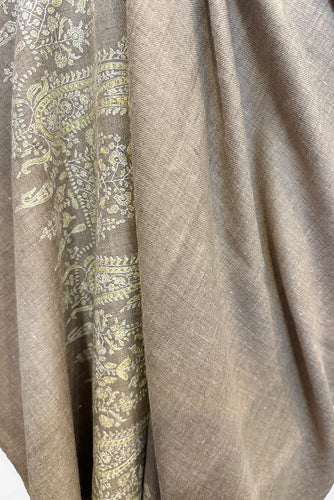 Pashmina Embroidered Shawl - natural