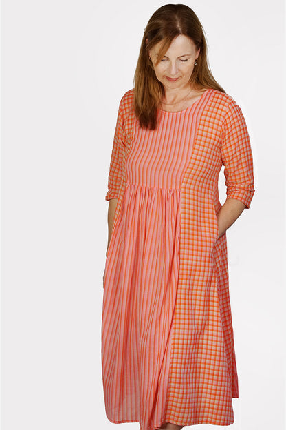 Beader Check Cotton Dress - BEAD-C