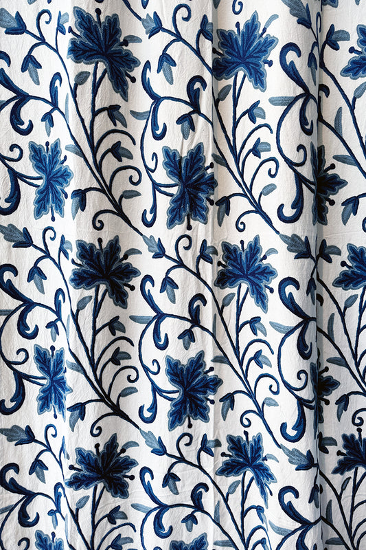 Crewel Embroidered Cotton Curtain - CCH