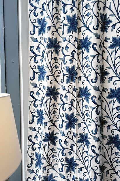 Crewel Embroidered Cotton Curtain - CCH