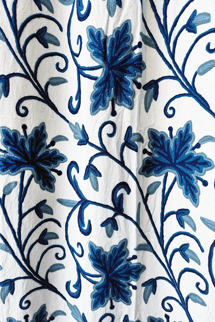 Crewel Embroidered Cotton Curtain - CCH
