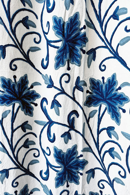 Crewel Embroidered Cotton Curtain - CCH