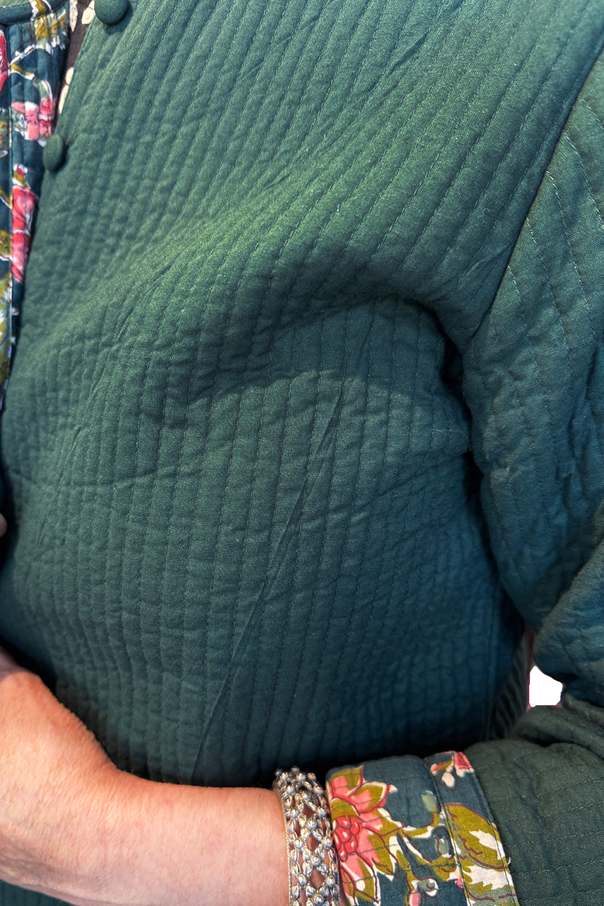 Cotton Quilted Reversible Jacket - forest green CQRJ-G