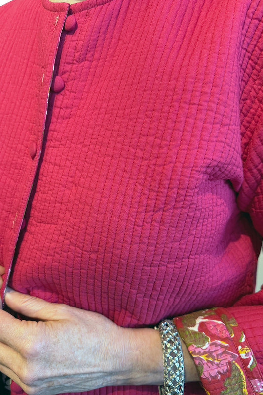 Cotton Quilted Reversible Jacket - fuchsia  CQRJ-F