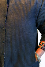 Load image into Gallery viewer, Cotton Quilted Long Reversible Jacket - black CRLJ-B