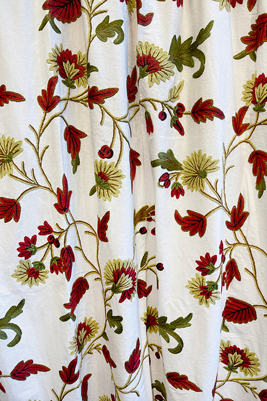 Crewel Embroidered 'Autumn' Cotton Curtain | CUA