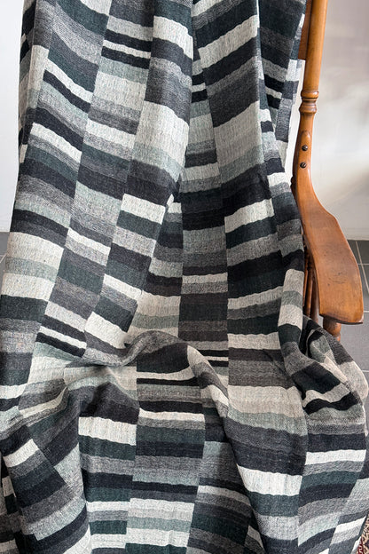 Merino Wool Throw Geometric Monochrome - GEO-BW
