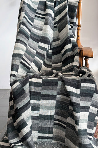 Merino Wool Throw Geometric Monochrome - GEO-BW