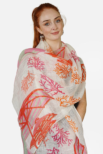 Linen Scarf - Coral Shades - LCOS