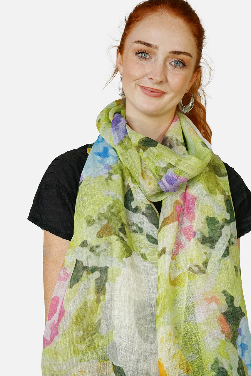 Linen Scarf - Floral Blur - LFBL