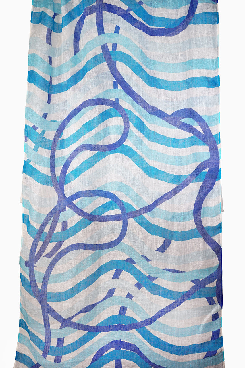 Linen Scarf Ribbon Blues - LRIB