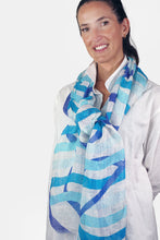Load image into Gallery viewer, Linen Scarf Ribbon Blues - LRIB
