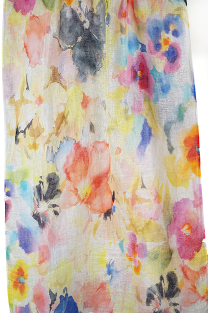 Linen Scarf Water Blossoms  - LWBL