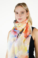 Load image into Gallery viewer, Linen Scarf Water Blossoms  - LWBL