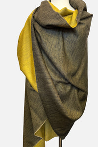 Pashmina Shawl - reversible mustard and black