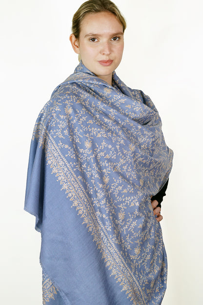 Pashmina Embroidered Shawl - blue