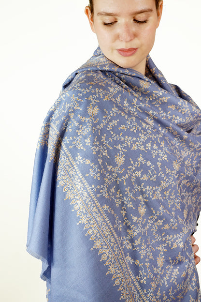 Pashmina Embroidered Shawl - blue