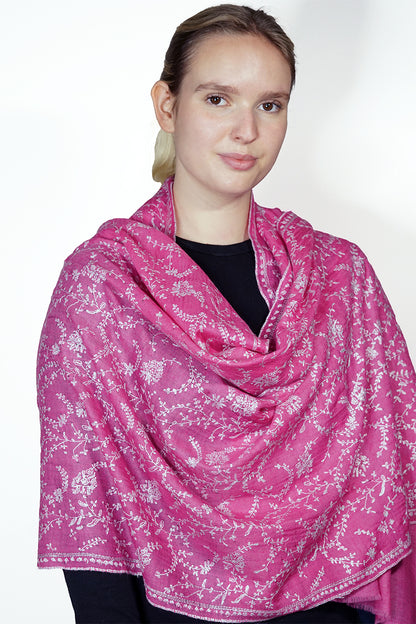 Pashmina Embroidered Scarf - dark pink