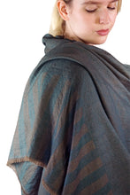 Load image into Gallery viewer, Pashmina Striped Shawl - teal green and black