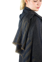 Load image into Gallery viewer, Pashmina Striped Shawl - indigo blue and natural