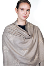 Load image into Gallery viewer, Pashmina Embroidered Scarf - natural