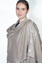 Load image into Gallery viewer, Pashmina Embroidered Scarf - natural