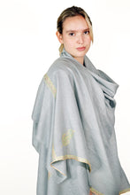 Load image into Gallery viewer, Pashmina Embroidered Shawl - pale grey blue