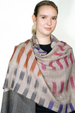 Load image into Gallery viewer, Pashmina Striped Ikat Scarf - multi coloured