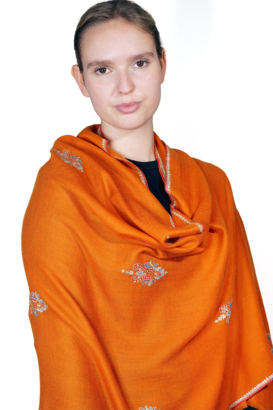 Pashmina Embroidered Scarf - orange