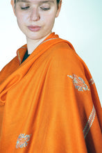 Load image into Gallery viewer, Pashmina Embroidered Scarf - orange
