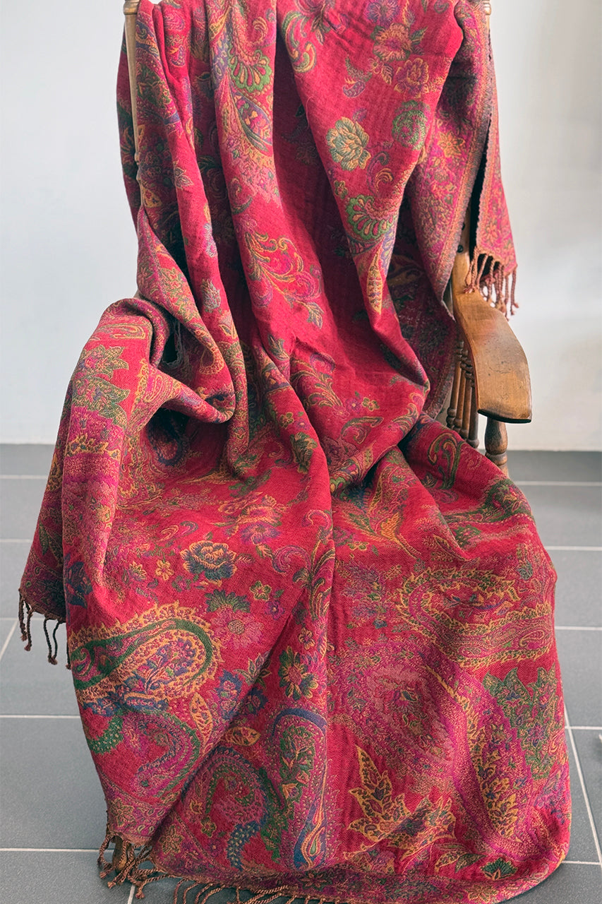 Merino Wool Throw - Paisley Fuchsia  PAIF