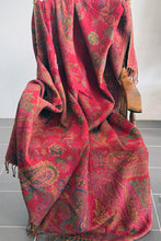 Load image into Gallery viewer, Merino Wool Throw - Paisley Fuchsia  PAIF