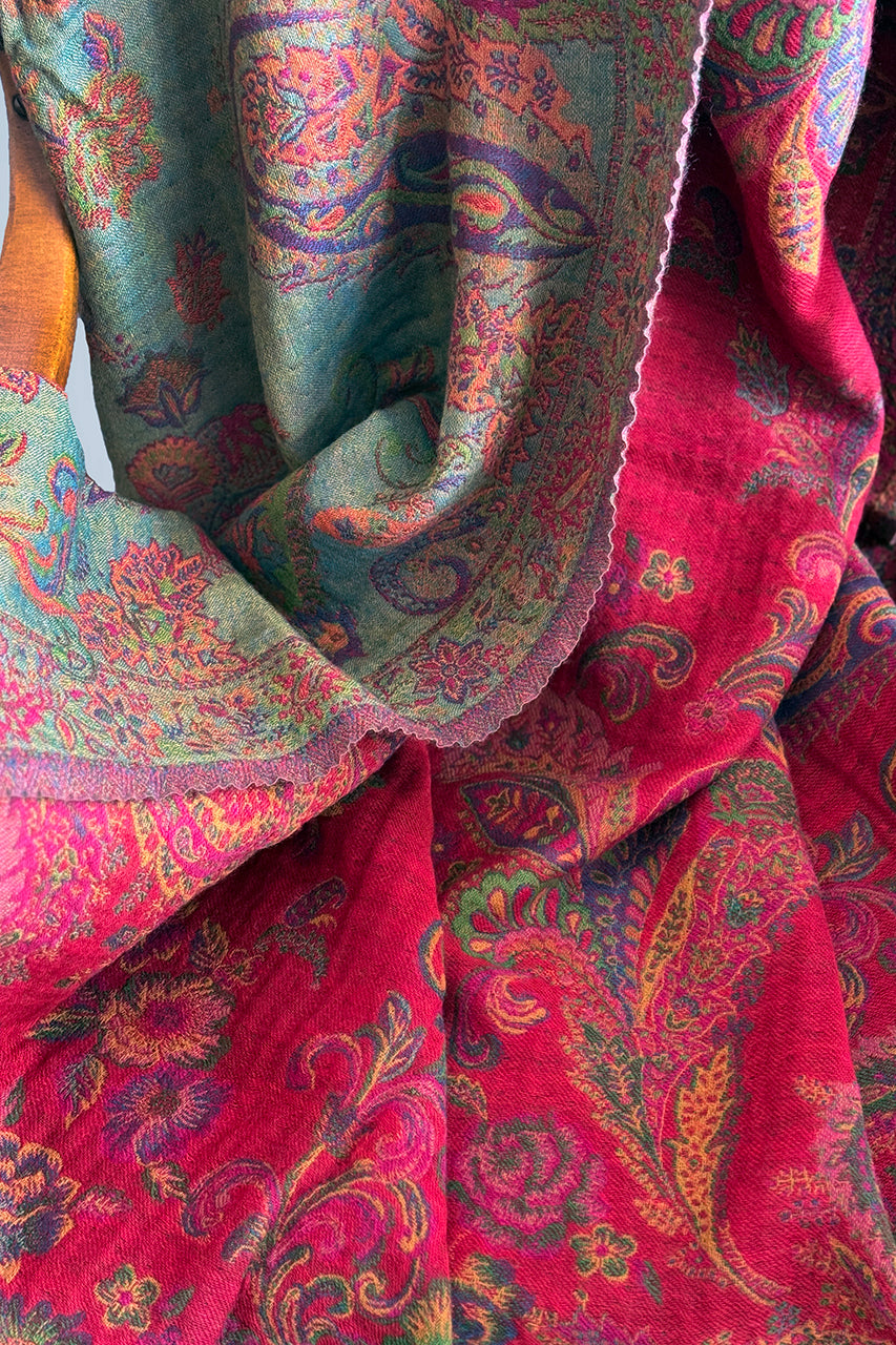 Merino Wool Throw - Paisley Fuchsia  PAIF