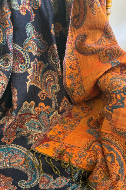 Merino Wool Throw | Paisley Navy  | PAN