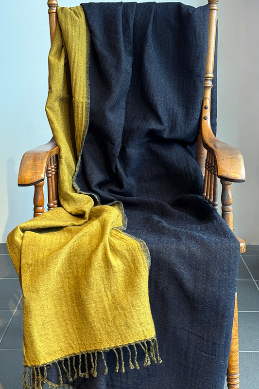 Merino Wool Throw - Navy Reversible REV-N