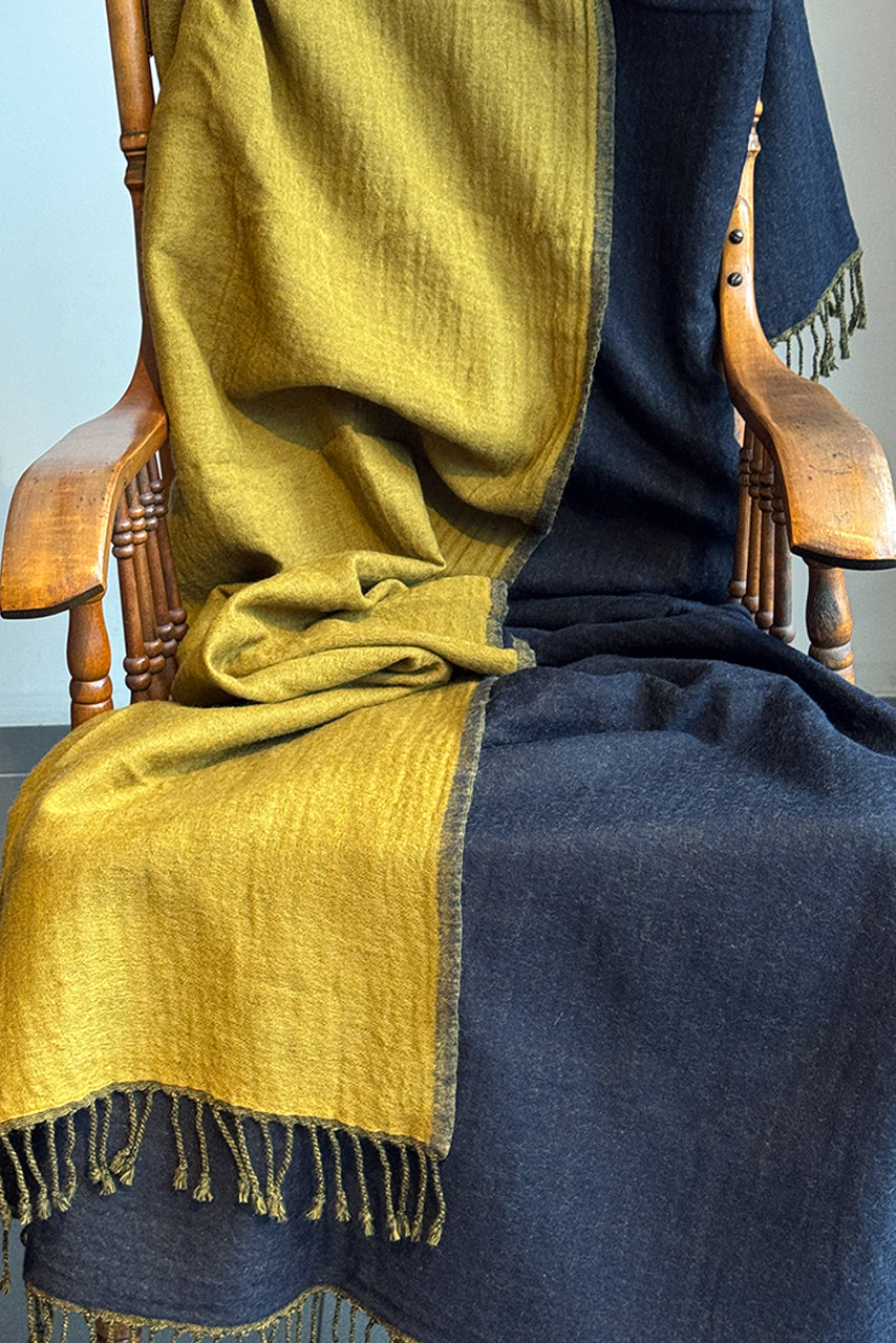 Merino Wool Throw - Navy Reversible REV-N
