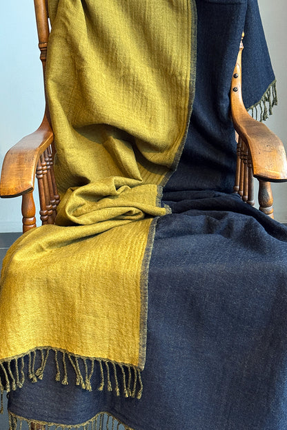 Merino Wool Throw - Navy Reversible REV-N