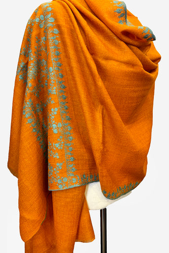 Pashmina Embroidered Scarf - burnt orange