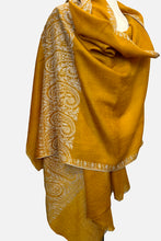 Load image into Gallery viewer, Pashmina Embroidered Scarf - mustard yellow