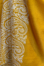 Load image into Gallery viewer, Pashmina Embroidered Scarf - mustard yellow