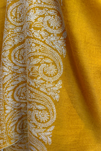 Pashmina Embroidered Scarf - mustard yellow