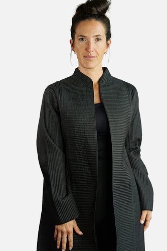 Silk Quilted Coat - black - SANGAM-B