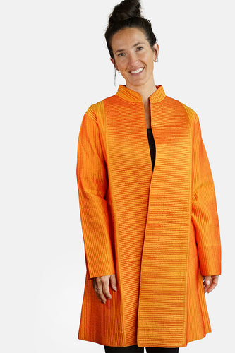 Silk Quilted Coat - orange -SANGAM-O