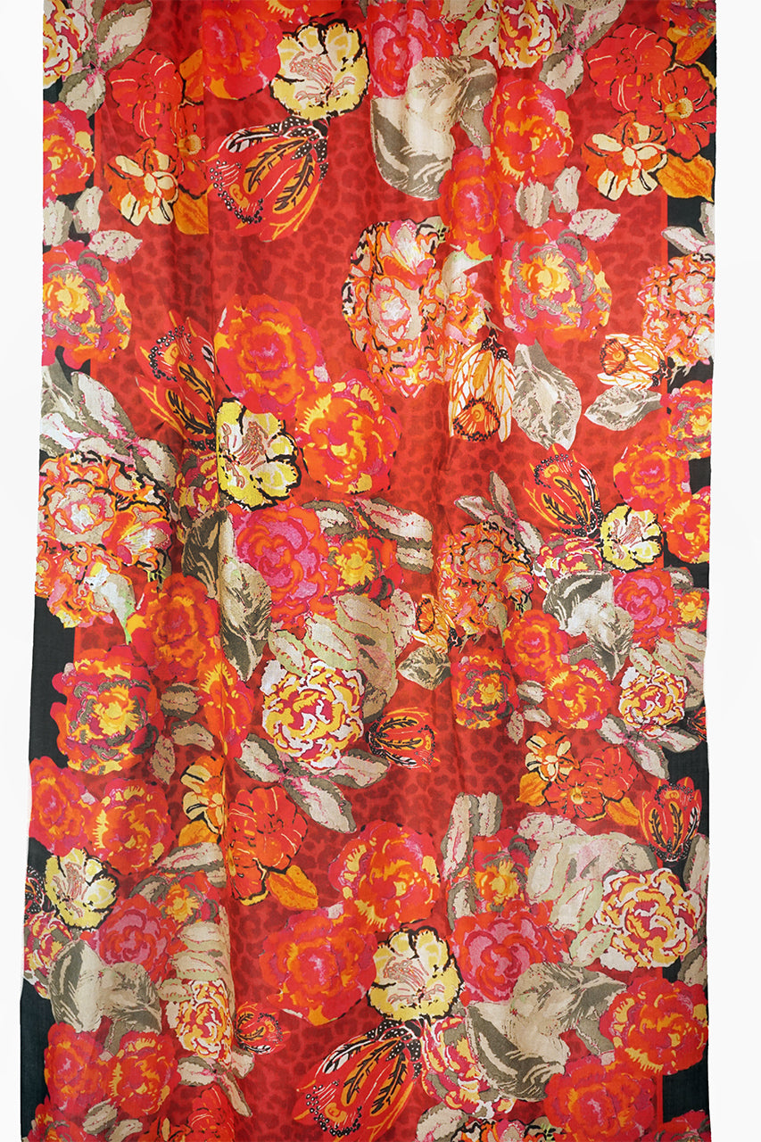 Silk Scarf Patterned Blossoms - SPAB