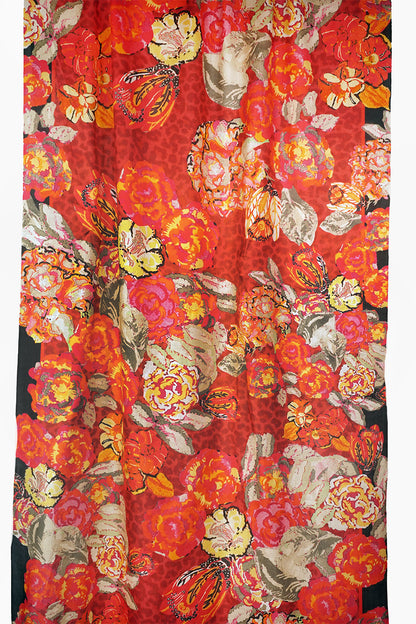 Silk Scarf Patterned Blossoms - SPAB