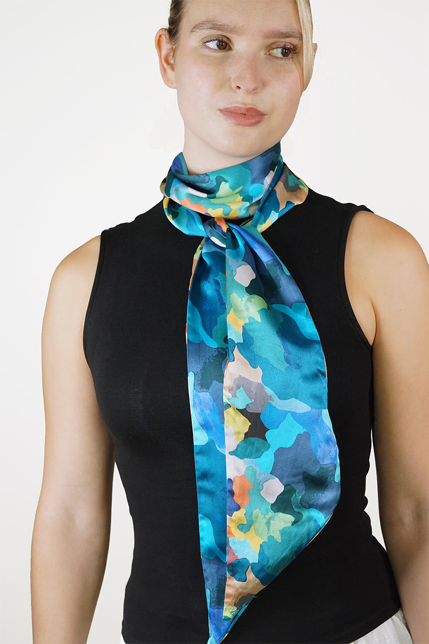 Silk Twilly Scarf - Rainbow Puddles SRPT